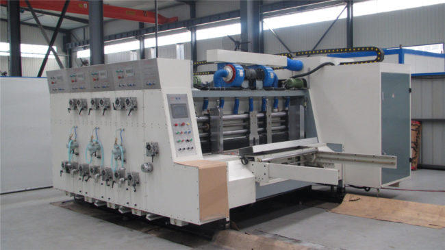 Flexo printing machine for corrugated box blanks